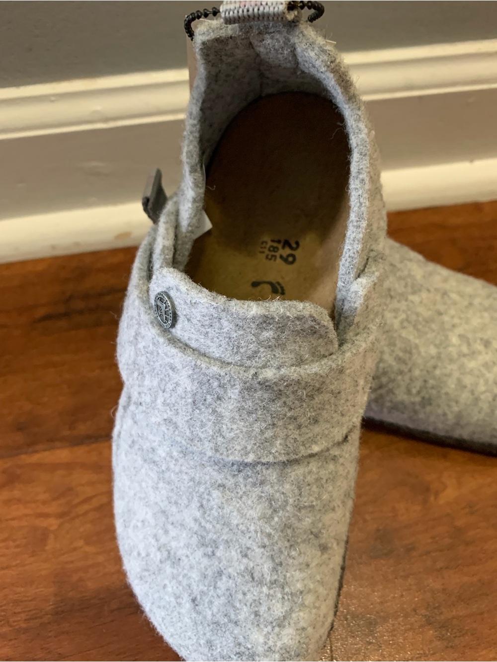 Birkenstock zermatt bootie 29N kids Wool Felt Slip-On Clog GrayVelcro